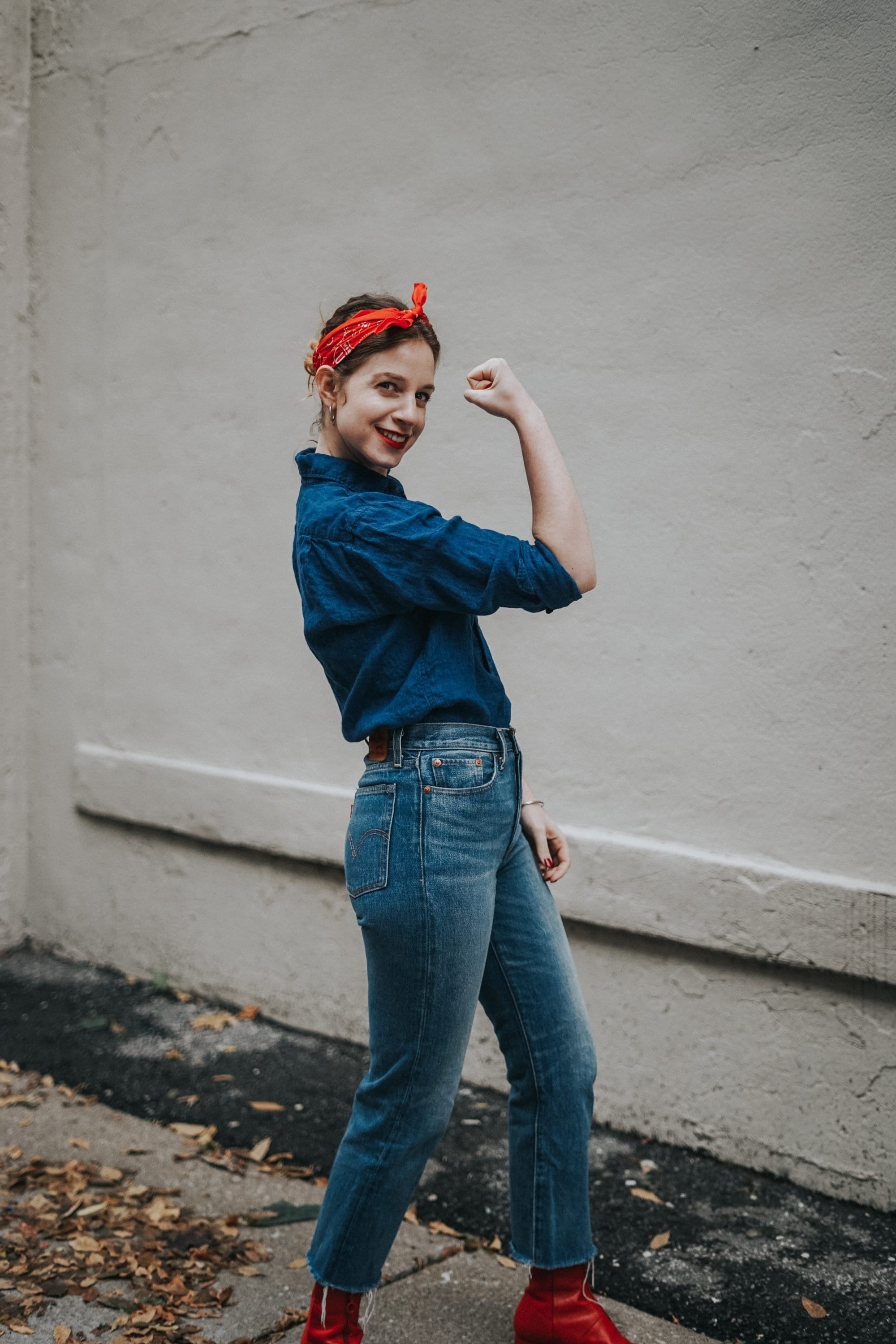 Rosie the Riveter Costume Clothes, Shoes, Hair Scarf