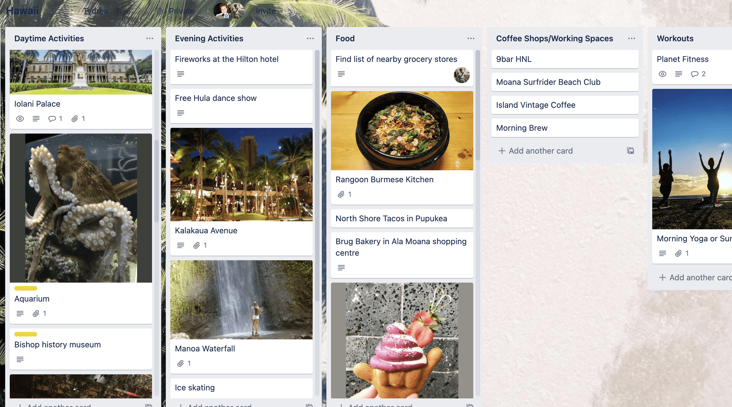 using trello to plan trips